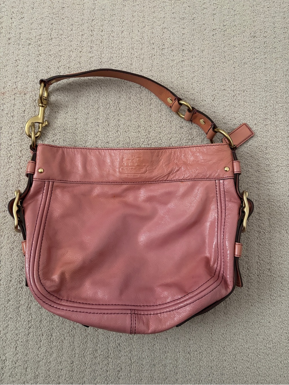 Coach Pink Leather Hobo with Gold Hardware